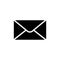 Black envelope icon in flat style. Mail symbol