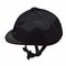 Black equestrian riding helmet. jockey protection on white background.