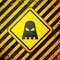 Black Executioner mask icon isolated on yellow background. Hangman, torturer, executor, tormentor, butcher, headsman