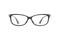 Black eyeglasses in rectangular frame transparent for reading or good vision, front view isolated on white background