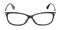 Black eyeglasses in rectangular frame transparent for reading or good vision, top view isolated on white background