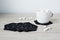 Black fabric coasters and white cup