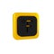 Black Fahrenheit icon isolated on transparent background. Yellow square button.