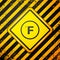 Black Fahrenheit icon isolated on yellow background. Warning sign. Vector