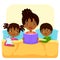 Black family reading story