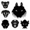 Black fantastic animals and monsters vector set No-3