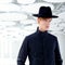 Black far west modern fashion man with hat