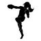 black female silhouette kickboxing aerobic vector