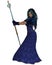 Black Female Sorceress with Magic Staff - side view