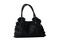 Black feminine leather bag on white