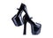 Black fetish style high heel shoes