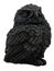 Black figurine of ceramic owl isolated on white