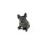 Black figurine pug dog figurine, isolated on white background, copy space .