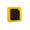 Black File document icon isolated on transparent background. Checklist icon. Business concept. Yellow square button.