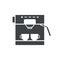 Black filled coffee maker machine vector icon isolated on white transparent background