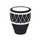 Black filled Conga drum. Djembe Musical percussion instrument icon