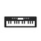 Black filled electric piano. Musical synthesizer icon