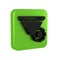 Black Filter setting icon isolated on transparent background. Green square button.