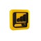 Black Financial book icon isolated on transparent background. Yellow square button.