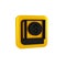 Black Financial book icon isolated on transparent background. Yellow square button.