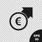Black Financial growth and euro coin icon isolated on transparent background. Increasing revenue. Vector