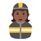 Black Fireman Woman Avatar Flat Icon