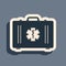 Black First aid kit and Medical symbol of the Emergency - Star of Life icon isolated on grey background. Medical box