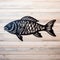 Black Fish Fishing Metal Wall Art On Wooden Background