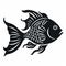 Black Fish Stencil Illustration: Detailed Outline Svg Cutout Shape Clip Art