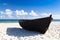 Black fishing boat on the beach on Ruegen Island