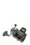 Black fishing reel baitcast isolated above white background