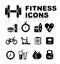 Black fitness icon set