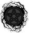 Black five pointed pentagram star with ornament
