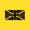Black Flag of Great Britain icon isolated on yellow background. UK flag sign. Official United Kingdom flag sign. British symbol.