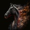 Black Flaming Horse. Generative AI