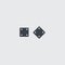 Black flat backgammon dices vector icon.