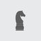 Black flat chess figure knight vector icon.