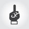 Black flat hand icon with finger pointing up. Attention, information, idea, firstly concept