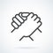 Black flat icon gesture hand of a human greeting, armwrestling