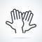 Black flat icon gesture hand of human high five, greeting