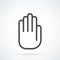 Black flat icon gesture hand of a human stop, palm.