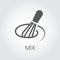 Black flat icon of whisk kitchen utensil. Egg beater graphic emblem.