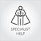 Black flat line icon symbolizing specialist consultant or other assistant. Online consultant, personal assistant concept