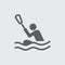 Black flat rowing man, canoeing vector icon.