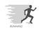 Black flat running logo and icon. Vector figures runner.