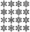 Black Flat Simple Traditional Classic Snowflakes Icons
