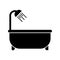 Black flat vector bathtub icon isolated, bathroom sign