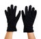 Black fleece gloves. Kids personal accessory, winter mittens