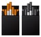 Black flip-top hard cigarette packs without title