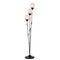 Black floor lamp with three white spherical shades